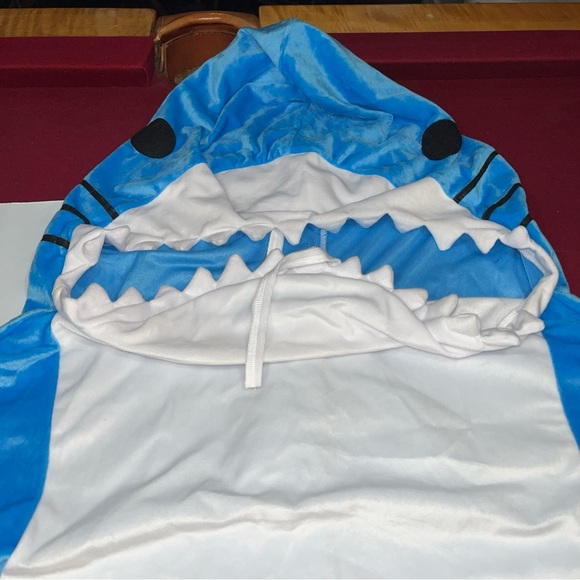 Shark blue costume BLANKET sleeping bag COSTUME hoodie full suit youth large - Picture 9 of 12